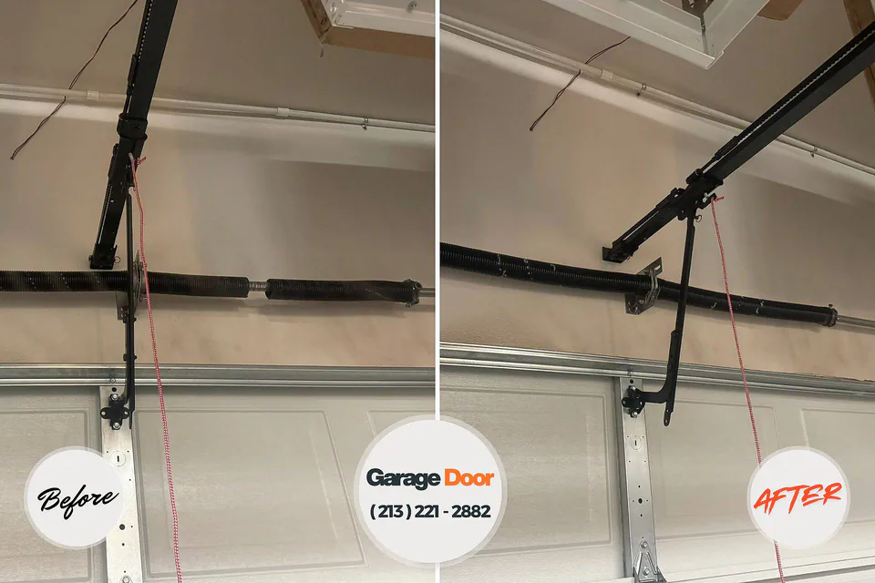 Before and after: garage door repair Hunters Creek Village, TX